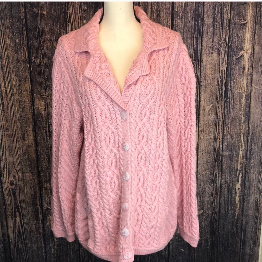 ARAN CRAFTS 100% Merino Wool Cable Knot Cardigan